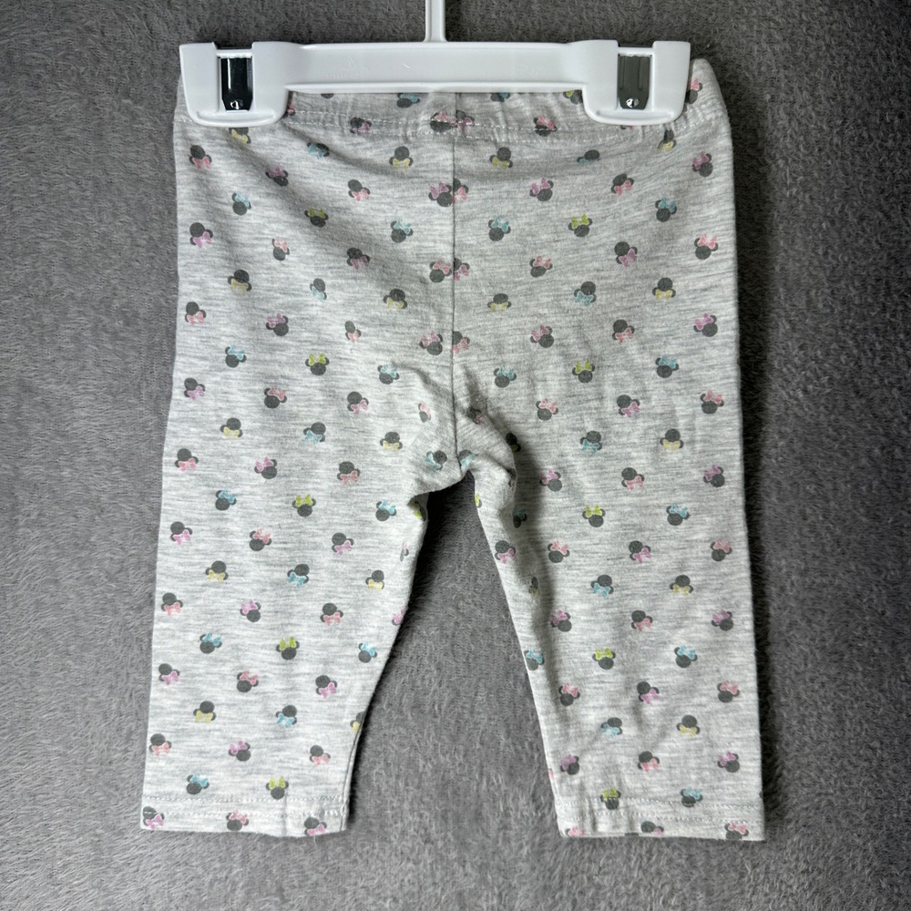 Disney Minnie Mouse Baby Leggings 18M Gray Cartoon Pattern Cotton Blend